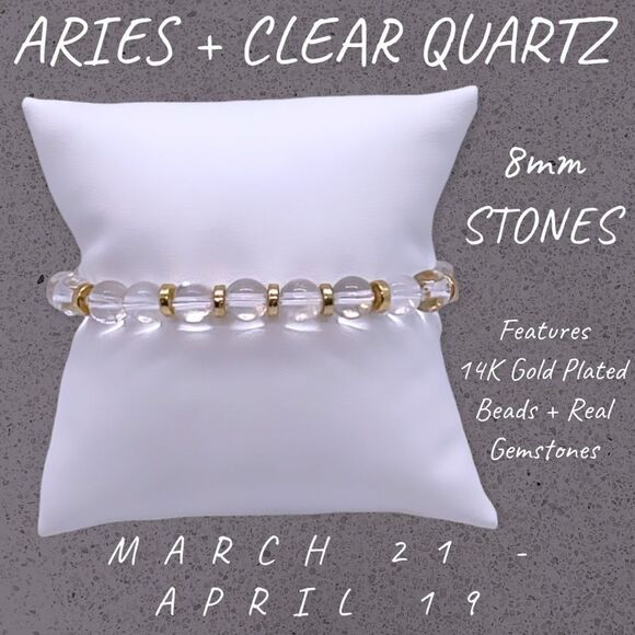 NWT Wool + Pepper Co. Aries + Clear Quartz Bracelet - Zodiac x Gemstone - Picture 4 of 10